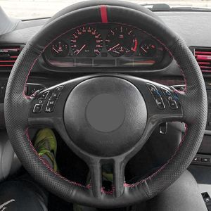 Steering Wheel Covers Car Inner Cover For 3 5 Series E46 E39 X5 E53 Z3 E36 Perforated Leather Hand Braid W/ Needles & Threads Kits