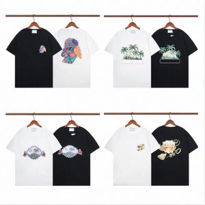 Casablanc-s Men Plus Tees Polos Station T-Shirts Summer Ins Presbyopic CD Letter Printing Joker Trend Short Sleeve T-shirt for Men Women Half Sleeve U9yM#