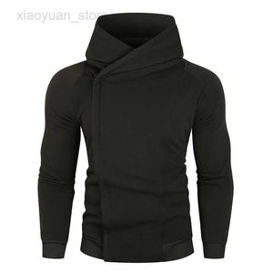 Men's Hoodies Men's Hoodie One Piece Sweatshirt Diagonal Zipper Korean Fashion Streetwear Hood Sweatshirt Men's T-Shirt Plush for warmth HKD230704