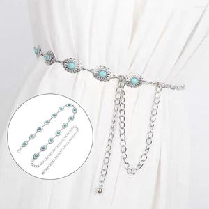 Cintos Jóias Design de luxo Calças casuais Vestido geométrico Corrente de metal Cinto Alça na cintura Decoração turquesa Cinto