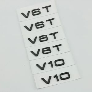 V10 Chrome czarny błyszczący Logo naklejana etykieta dla Audi TT RS7 SQ5 A8L list numer godło Car Styling błotnik boczny bagażnik udekoruj plastik ABS V6T V8T W12 naklejki
