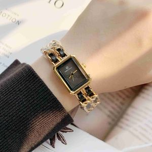 Armbandsur Pablo Raez Hot Seasons Women Luxury Pure Black Square Dial Armband Es Set Lady Quartz Wrist Female Clock High Quality 0703