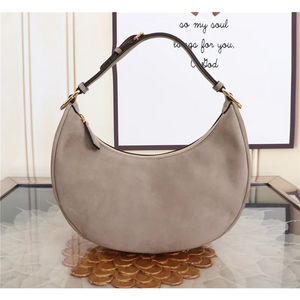 Designer graphy Mała torba hobo z miękkiego jasnobrązowego zamszu 831JY z wisiorkiem laminowana vintage złoty metalowy sprzęt Torba na ramię przez ramię 7A Jakość