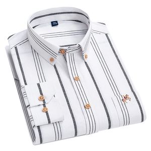 Men's T Shirts Men Casual Shirt 100 Cotton Stripes White Retro Vintage Spring Summer Long Sleeve Oxford NJF 12 230703