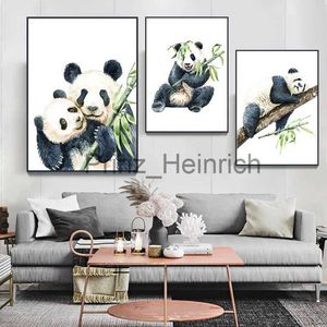 Wallpapers Cartoon Animal Abstract Canvas Painting Modern Mural Cute Panda Dog Poster and Print Wall Art Picture for Living Room Home Decor J230704