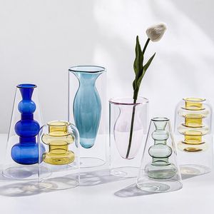 Klistermärken nordisk dekoration hem glas vas vardagsrum dekoration hem dekor hydroponic transparent glas container bordsskiva vaser modern