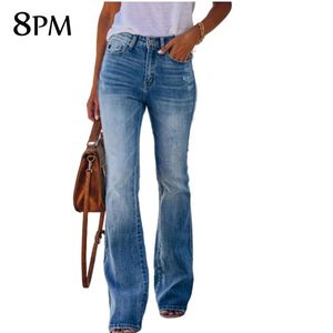 Kot pantolon vintage kot pantolon kadınlar uzun boylu ince kot tam uzunlukta pantolon 2023 bahar moda yüksek yükselti streç geniş bacak kot pantolon ouc1061