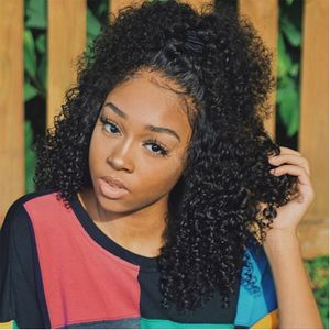 Perucas de cabelo humano frente de renda brasileiro para mulheres negras pré arrancadas 360 peruca frontal de renda kinky encaracolado afro-americano penteado peruca