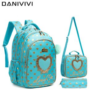 Mochila escolar 3 pçs Mochila escolar para meninas Cute Love Kawaii Mochila infantil Mochila escolar Bagagem infantil Vuelta Al Cole Lancheira Estojo para lápis 230703