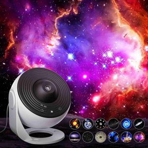 Lights 2023 NEW 12 in 1 LED Starry Sky Galaxy Night Light 360° Rotate Planetarium Projector Lamp for Kids Adults Room Decor HKD230704