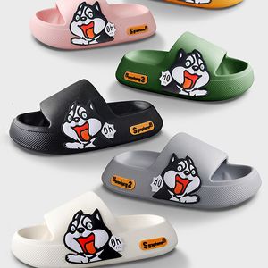 Slippers Cute Husky Dog Sticker Thick Sole Women Slippers Bathroom Beach Indoor Sandals Summer Couple Slides Cool Men Shoes 230703