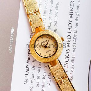 Wristwatches 2022 new women's gold retro pattern small and exquisite waterproof 24K gold Japanese movement for girlfriend 0703