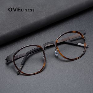 Sunglasses Frames Brand Design Pure Glasses Frame for Men Metal Vintage Round Prescription Eyewear Myopia Optical Eyeglasses Spectacle 230704