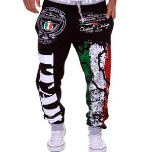 All'ingrosso-Plus Size Outdoor New Fashion Uomo Pantaloni da jogging Bandiera sportiva stampato Jogger casual Leggings larghi da uomo