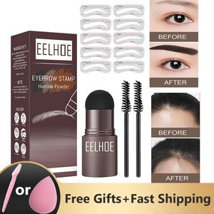 Eyebrow Enhancers Eye Brow 2023 One Step Eyebrow Stamp Shaping Kit Set Waterdicht Vrouwen Make-up Perfecte wenkbrauwen Stencil en kit Tattoo Wenkbrauwborstel 230703