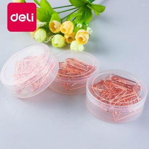 Deli 12PCS/Box Rose Gold Plating Metal Material Paper Clip Heart Envelope Shape Cute Bookmark Tag