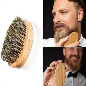 Escova de barba para homens Escova de bambu Cerdas de javali Massagem facial Pincéis de barbear Pente Barba e bigode ZA2023 Kmxps