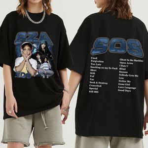 Męskie koszulki SZA SOS SOS Dwustrojem T-shirt mężczyzn Mężczyzn Kobiet Vintage Oversize T-shirty Pure Cotton T Shirt Hip Hop Streetwear UNISEX 230703