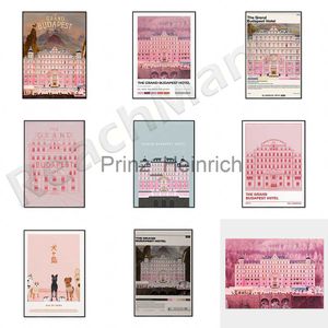 Tapety Grand Budapest Hotel Plakat | Wes Anderson | Pink Retro Art Print | Minimalistyczny plakat filmowy Wall Art | Prezenty świąteczne J230704