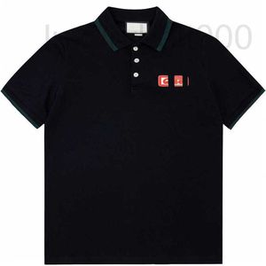 Herren-T-Shirts, Designer-Lederlabel, englisches Poloshirt aus reiner Baumwolle, kurzärmelig, neutral, lässig, lockeres T-Shirt 9HPE