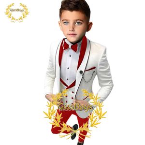 Suits Kids Suit Wedding Tuxedo Three Piece Jacket Pants Vest Custom 3-16 Boys Clothes Blazer Set Red Full Outfit conjuntos de blazerHKD230704