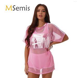 Roupa de banho feminina 3 peças roupa de banho feminina casual transparente transparente tops com colete acolchoado e shorts conjunto para banho de piscina na praia