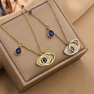 Moda Trendy Emo Evil Eye Pendat naszyjnik dla kobiet łańcuch ze stali nierdzewnej Choker naszyjniki estetyczna biżuteria Kpop 2022 Korea L230704