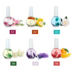 Nail Treatments 6 Bottle 15ml Dried Flowers Care Oil Softener Nutritional Cuticle Treatment Nutritious Gel Polish Art Tool 230704