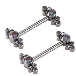 Göbek Çan Düğme Yüzükleri 2 PCS G23 Nipple Barbell ile CZ Çerçeve Seti İçsel Dişli Endüstriyel Küpeler Kulak Barbell Bar Piercing Takı 230703