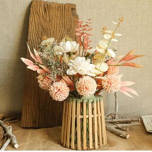 Dekoratif Çiçekler Yapay Çiçek Yüksek Kaliteli Karahindiba Şakayık Hibrit Buket Sahte Sonbahar Duvar Diy Ev Düğün Süslemeleri