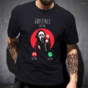 T-shirts för män Halloween Cool Streetwear Ghostface Calling Skräcktryck T-shirt för män Vintage Kortärmad Pojke Flicka Gotiska Kläder Punk Tee