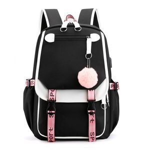 Школьные сумки в корейском стиле Средняя школа рюкзак для подростков -девочек модные черные белые девочки для девочек рюкзак школьная сумка Симпатичная книжная сумка 230703
