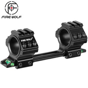 Fire Wolf 25,4 mm/30mm ringar Bubblanivå Justerbar jakt Riflescope Rings 11mm One Piece Dovetail Rail Scope Mounts