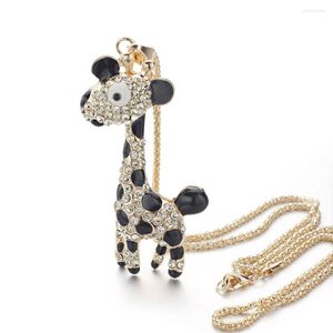 Hänge Halsband Lovely Söt Giraffe Deer Halsband Emalj Lång Kedja Kristall Hängen För Kvinnor M380