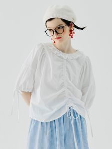 القمصان البلوزات النسائية imakokoni الأصلي 2023 قميص دمية القطن الصيفية قميص قصير الأكمام مكانة أنثى أعلى 234118 230703