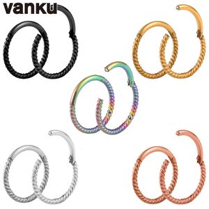 Navel Bell Button Rings Vanku 10pcs Hinged Septum Clicker Segment Nose Ring Lip Ear Cartilage Ear Helix Body Piercing Jewelry Ring Twist Hoop 230703