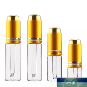 5ml 10ml 15ml 20ml Pres Pipet Şişesi Altın Gümüş Kapak Boş berrak Cam Esansiyel Yağ Dondurucu Flakonlar Kozmetik Doldurulabilir Konteyner All Maç