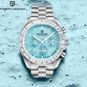 Другие часы 2023 Pagani Design Ice Blue Mon Men Luxury Quartz Watch for Men Sport Chronograph Автоматический дата сапфир Crystal 230703