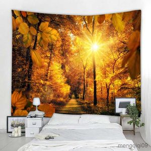 Gobeliny piękna przyroda Sunshine Maple Forest dekoracyjny gobelin skandynawski krajobraz leśny dekoracyjny gobelin dekoracja wnętrz R230704