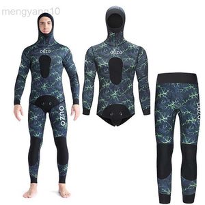 Wetsuits Drysuits Men Women 1.5mm/3mm Spearfishing Premium Camouflage Neoprene 2-pieces Wetsuit Scuba Diving Suit Hoodie Snorkeling Suits HKD230704