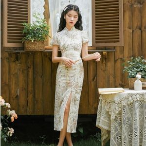 Ethnic Clothing 2023 Summer Improved Cheongsam Chinese Traditional Dress Embroidery Retro Oriental Party Floral Qipao Evening For Women