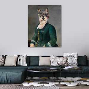 Ritratto Cane Dipinti La Gouvernante Thierry Poncelet Fatto a mano Animale Tela Art Hotel Room Decor