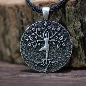 Pendant Necklaces Langhong 1pcs Tree Of Life Necklace Yoga Pose And For Men Women