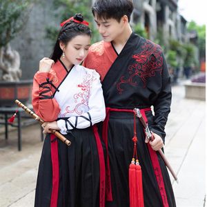 Couples Chinese Hanfu Ancient Traditional Costume Folk Dance Wushu Clothing Women Men Performance Wear Festival Outfit DN4908246b