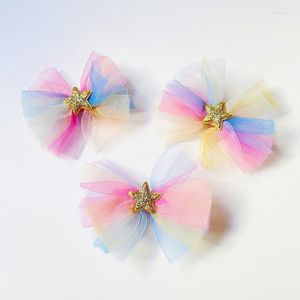 Håraccessoarer 10 st Glitter Star Gradient Färg Rosett Hårnålar Tutu Bowknot Barrettes Princess Headwear Boutique For Girls