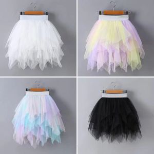 Klädset VIDMID Flickor halvkjol barnkaka fluffig tutu prinsessa spets oregelbunden mesh regnbågskjol lager P158 230704