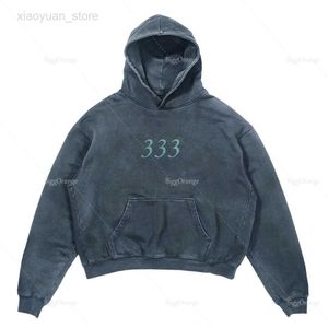 Men's Hoodies 333 letter print hoodie new loose vintage blue personalized casual hoodie men's street sweatshirt top fashion ladies hoodie HKD230704