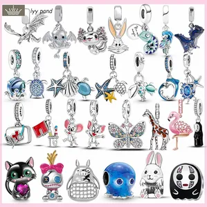 Do biżuterii pandora charms 925 charms koraliki akcesoria Dragon Rabbit Cat Turtle Animal charm set Wisiorek