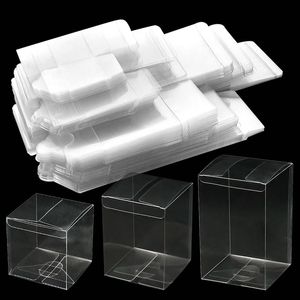 Hediye Sargısı 10 PCS Clear Pvc Candy Hediye Kutusu Şeffaf Kurabiye Çikolatalı Kek Ambalaj Kutuları Bebek Duş Doğum Günü Düğünleri Noel 230704