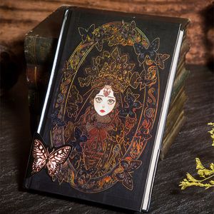 Notepads Gothic Retro Handbook Notebook Girls Hand painted Bronzing Color Hardcover Daily Planner Student Stationery Gifts Office Supplie 230704